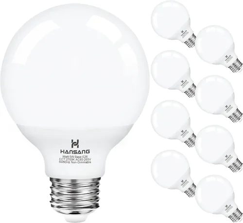 Miniatura 8 de Bombillas LED G25, equivalente a 60 W, baño de luz diurna de 5000 K, base E26, redonda de tocador amigable con los ojos, perfecta para espejo