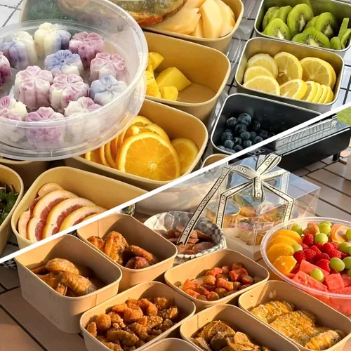 Miniatura 7 de Paquete de 50 recipientes desechables para preparación de comidas, cuencos de papel grandes desechables de 19 onzas con tapas y tenedores