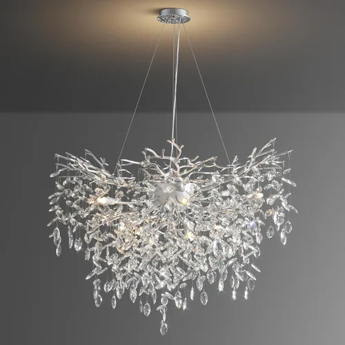 Miniatura 15 de YUYI Lámpara colgante de cristal de 8.3 pulgadas para isla de cocina, modernos candelabros de rama de árbol dorados, lámpara colgante redonda