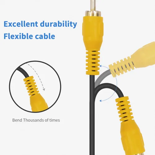 Miniatura 5 de Duttek Cable RCA de ángulo recto de 5 pies/4.9 ft, estéreo de 90 grados macho a macho con puerto chapado en oro 4K para amplificadores, cine