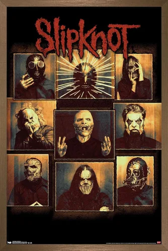 Miniatura 17 de Slipknot - Póster de pared a prueba de balas, 22.4 pulgadas de largo x 14.7 pulgadas, versión enmarcada en madera de granero