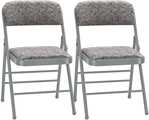 EZONE (2 sillas plegables de tela con respaldo de cojín acolchado, silla plegable de acero de metal, silla plegable acolchada de espuma ligera Tela