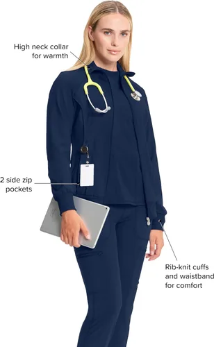 Miniatura 11 de Infinity by Cherokee 2391A - Chaquetas médicas con cremallera frontal para mujer, tela elástica en 4 direcciones