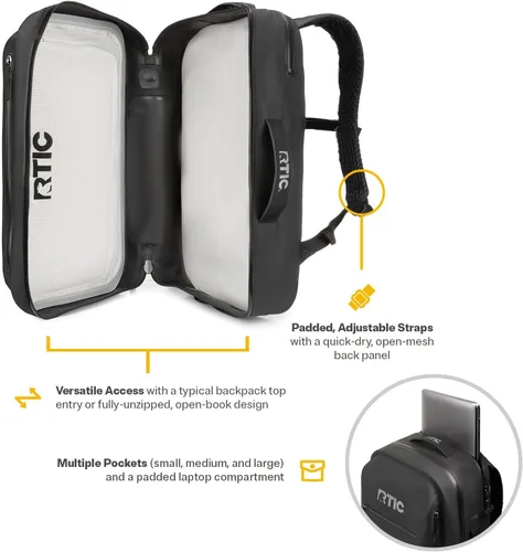 Miniatura 4 de Mochila ultra seca RTIC, bolsas impermeables para exteriores para senderismo, viajes, camping, paseos en barco, mochileros, 26L Negro y grafito