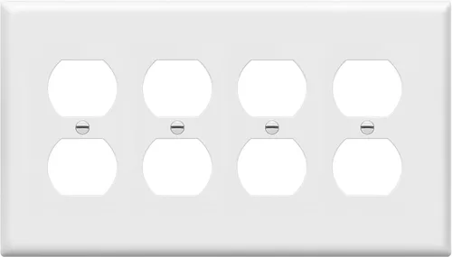 Miniatura 10 de enerlites Duplex placa de pared de salida, 1 – 4 Gang policarbonato, tamaño estándar, irrompible – Color Blanco..., Blanco