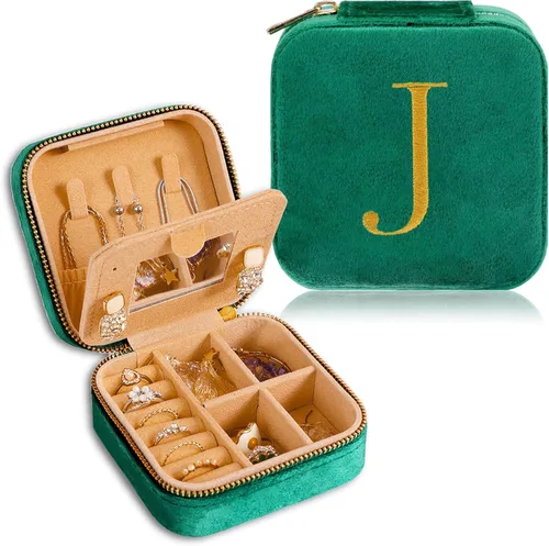 FUNARTY Joyero de viaje organizador de joyas, regalos para mujeres, adolescentes, niñas, joyero pequeño de terciopelo de felpa, anillo collar,