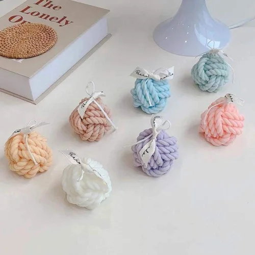 Miniatura 4 de TOPYS Paquete de 2 moldes de silicona 3D para velas, molde de bola de lana y molde de nudo, molde de fondant de diseño de bola de hilo para hacer