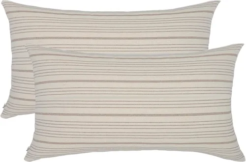 Miniatura 12 de Fundas de almohada negras de lino para granja, fundas de almohada decorativas a rayas para exteriores, fundas de almohada cuadradas para sofá, cama