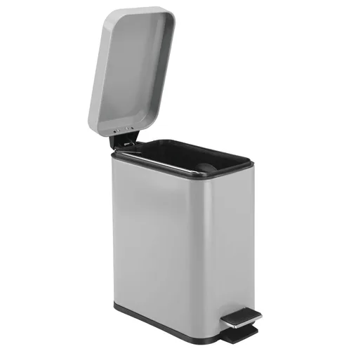 Miniatura 7 de mDesign - Cubo de basura de 1,3 galones de perfil delgado con escalón de metal, papelera, contenedor de basura, baño, tocador, dormitorio, cocina