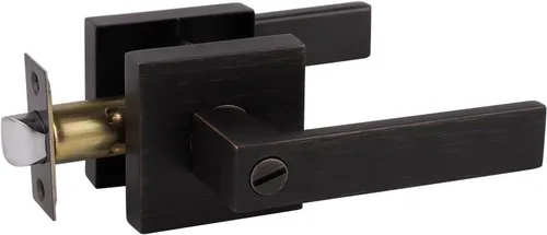 Miniatura 30 de Priobrico - Manija de puerta interior de bronce aceitado con cerradura, manijas de puerta de privacidad para dormitorio, perillas modernas de puerta