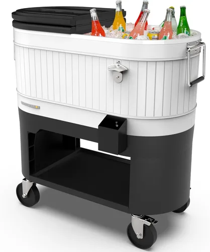 Miniatura 17 de Permasteel Enfriador de patio rodante: gran hielera para exteriores con ruedas, enfriador de bebidas para patio trasero, barbacoa, portón trasero