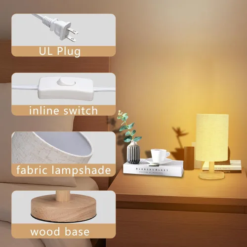 Miniatura 2 de Lámpara de mesa pequeña para dormitorio, lámparas de noche para mesitas de noche, lámpara de luz minimalista para mesita de noche, lámparas