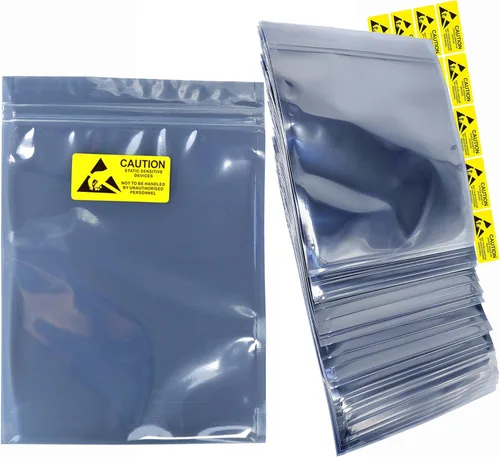 Miniatura 7 de 100 bolsas de blindaje ESD resellables de 3.15 x 5.12 pulgadas, bolsas antiestáticas con sello de cierre de cremallera, bolsas antiestáticas