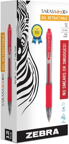 Miniatura 8 de Zebra Pen Sarasa Dry X20 - Bolígrafo retráctil de gel, punta fina, 0.5 mm, tinta negra, 12 unidades (46710)