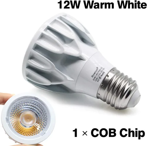 Miniatura 4 de PAR20 Bombilla LED de 12 W, regulable, 3000 K, blanco suave, foco COB ángulo de haz de 24°, base E26 para iluminación empotrada, campana extractora