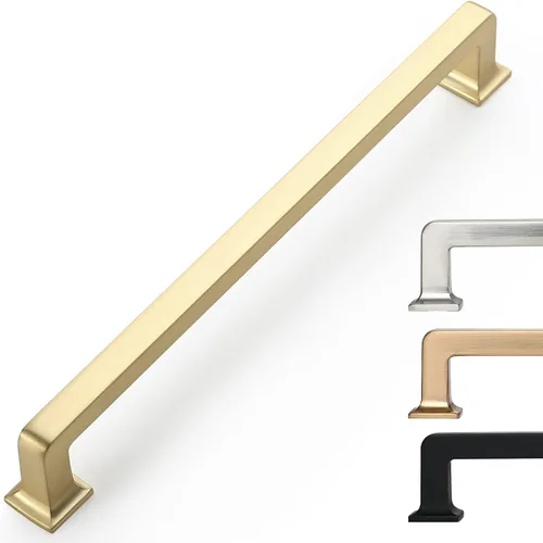 Miniatura 54 de 9BUILD Paquete de 6 pomos de latón cepillado de 1.2 pulgadas para gabinetes, pomos dorados para cajones, perillas cuadradas para gabinetes
