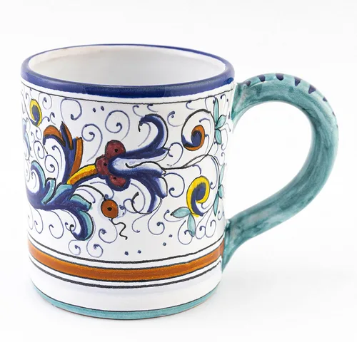 Fima Ricco Deruta Blu - Taza de cerámica italiana hecha a mano, cerámica italiana Deruta, taza pintada, cerámica italiana, hecha en Italia, taza de