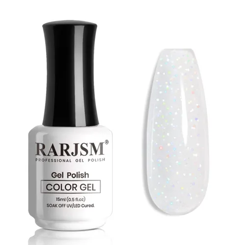 Miniatura 40 de RARJSM Esmalte de Uñas en Gel Rosa con Purpurina Nude, Rosa Brillante con Pigmento Dorado Brillante, Esmalte de Uñas en Gel Gelatinoso Transparente
