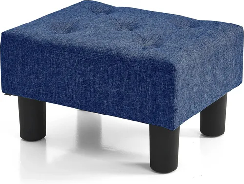 Miniatura 14 de BRIAN & DANY Taburete pequeño para pies, taburetes de lino con patas, reposapiés pequeño estable para sala de estar, beige