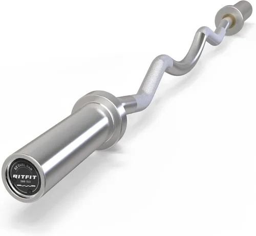 Miniatura 13 de RitFit Barra de rizo EZ de 2 pulgadas con pesas, barra olímpica de capacidad de 350 libras para bíceps y tríceps, entrenamiento de fuerza
