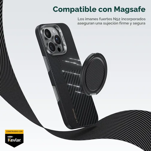 Miniatura 2 de BENKS ArmorPop │ Agarre magnético para teléfono y soporte para MagSafe, soporte de anillo giratorio ajustable de 360° para iPhone 17/16/15/14/13/12