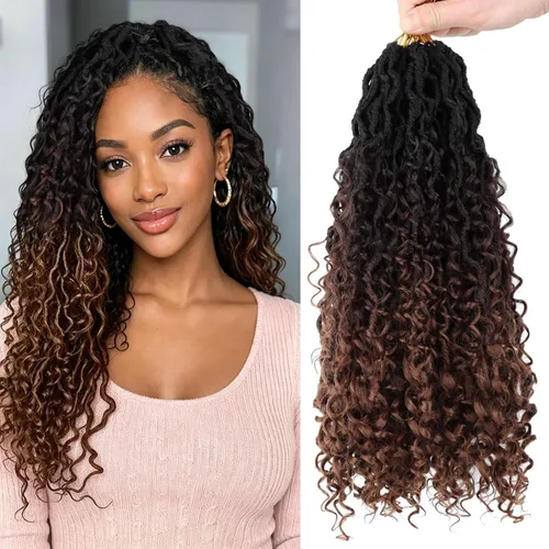 Miniatura 29 de LMZIM Cabello de ganchillo Goddess Locs de 14 pulgadas, 8 paquetes de Faux Locs trenzas de ganchillo para mujeres negras, cabello de ganchillo #2
