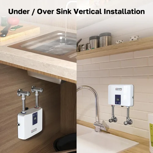 Miniatura 5 de Calentador de agua sin tanque eléctrico 120V, ThermoMate 3500W pequeño bajo demanda, calentador de agua caliente instantáneo con pantalla