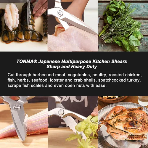 Miniatura 4 de TONMA - Tijeras de cocina resistentes [fabricadas en Japón], tijeras japonesas de acero inoxidable para aves de corral, tijeras de cocina multiusos