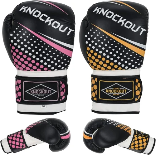 Miniatura 11 de Juego de 2 pares de guantes de boxeo y espinilleras Muay Thai, ideales para kickboxing, entrenamiento de gimnasio en casa y combate, más adecuados