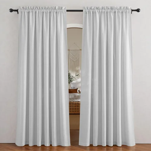 Miniatura 83 de RYB HOME Cortinas extralargas de 108 pulgadas de largo, transpirables con bolsillo para barra, cortinas traslúcidas blancas para sala de estar
