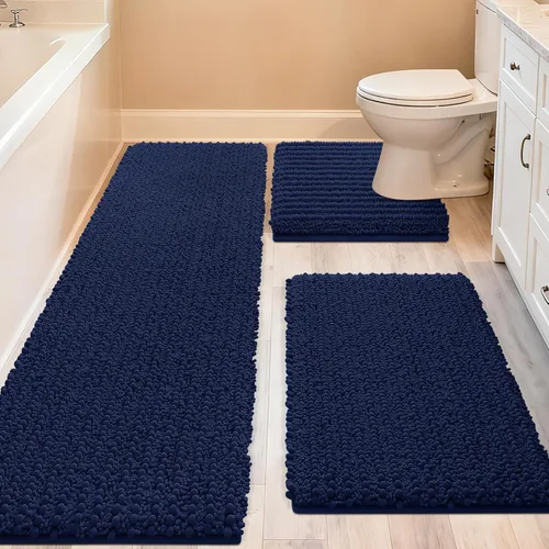 Miniatura 59 de ACCUMTEK - Juego de 2 alfombras de baño de lujo en color beige de 32"x20"+24"x17", alfombras de baño ultra suaves y gruesas absorbentes, alfombra