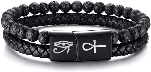 VNOX Pulsera vikingo para hombre, de cuero genuino, trenzada, estilo vintage, martillo de Thor, pulseras de Wirstband, joyería vikinga para hombres