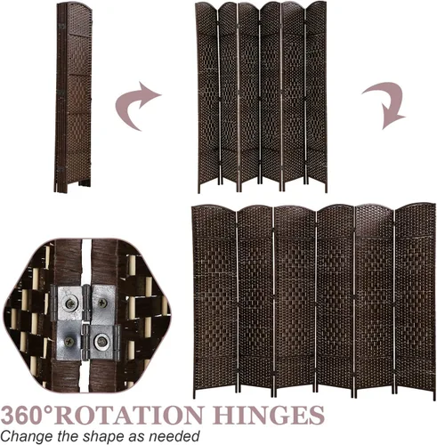 Miniatura 2 de Divisor de madera de 6 paneles, 6 pies de alto, divisor de pared plegable de madera, cada panel para el hogar, oficina, dormitorio, restaurante