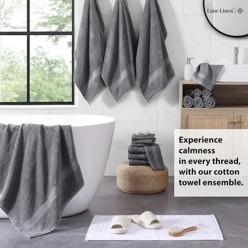 Miniatura 3 de Lane Linen Juego de toallas de baño de 100% algodón - Producido de manera sostenible, 18 piezas para el baño - 6 toallas de mano, 8 toallitas, 4