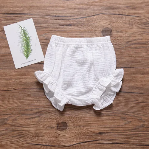 Miniatura 4 de Conjunto de 3 piezas de pantalones cortos para recién nacidos, para bebés, niñas y niños, mezcla de lino y algodón, lindos pantalones cortos