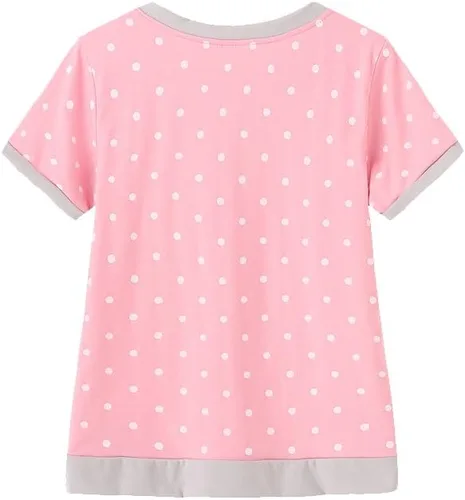 Miniatura 2 de MyFav Pijama para niñas jóvenes con bonito patrón de gato, pantalones cortos cómodos de algodón para dormir