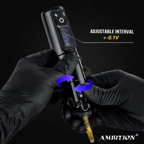 Miniatura 4 de Ambition Soldier - Bolígrafo rotativo de batería para tatuajes con cartucho, máquina de tatuaje con motor sin núcleo de 2400 mAh, fuente