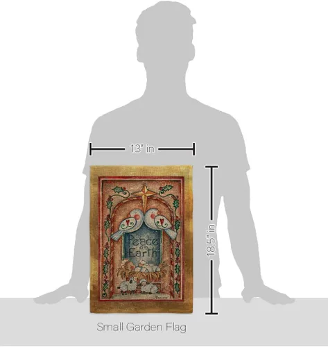Miniatura 2 de Breeze Decor Juego de banderas con estacas de jardín de la natividad, cartel de arpillera para puerta, soporte para tumba, porche, tapiz al aire