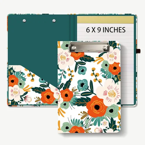 Hongri Mini Portapapeles Folio con Bloc de Notas Rayado Recargable y Bolsillo de Almacenamiento Interior para Estudiantes, Aula, Oficina, Mujeres,