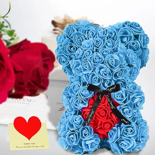 Miniatura 2 de Double Couple Regalo para mamá y mujer, bonito oso de rosas, adorable oso artificial, el mejor regalo para el día de San Valentín, día de la madre