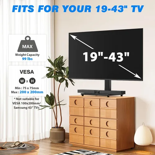 Miniatura 2 de Rfiver - Soporte universal giratorio de mesa para TV de pantalla plana de 23, 24, 26, 32, 39, 40, 42, 43 pulgadas, soporte de pedestal central