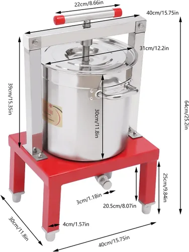 Miniatura 2 de Extractor manual de prensa de miel, extractor de prensa de miel de abeja grande de acero inoxidable con cesta de 448 onzas, máquina extractora