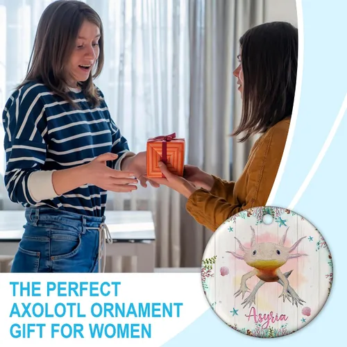 Miniatura 3 de Hyturtle Adorno de Navidad personalizado para los amantes de los ajolotes – Just A Girl Who Loves Axolotls Adorno de cerámica con nombre