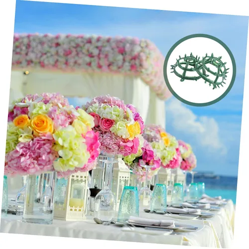 Miniatura 7 de ARTIBETTER 60 piezas de soporte de bola de hierba, mini plantas, plantas de plumeria, decoración de flores de boda, soporte para cabeza de flor