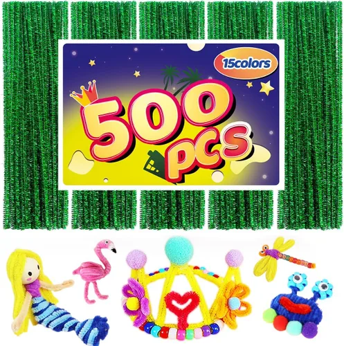 Bundooraking Limpiadores de tuberías, limpiadores de tuberías para manualidades, manualidades, suministros de manualidades, suministros de arte (500