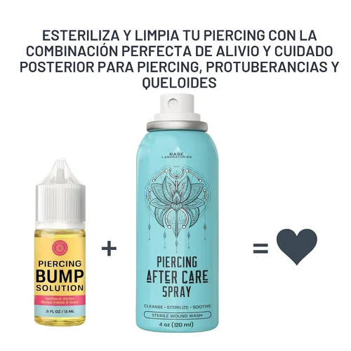 Miniatura 9 de BASE LABORATORIES Kit de cuidado posterior para piercing: aceite de solución de queloide y perforación (0.5 fl oz) + spray de cuidado posterior