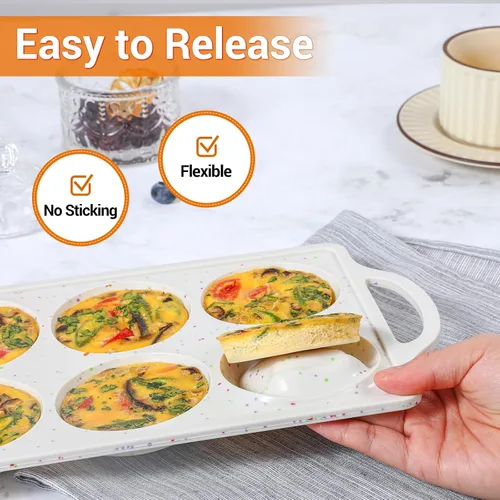 Miniatura 3 de FUNBAKY Molde de silicona para huevos de silicona con marco de metal de 3 pulgadas para sándwiches de desayuno, pasteles Whoopie, bocados de huevo