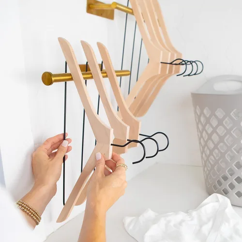 Miniatura 9 de Organizador apilable para colgar ropa, multifuncional, para montaje en pared, organizador de almacenamiento, 2 piezas de acero inoxidable largo