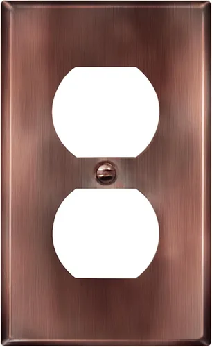 ENERLITES Placa de pared de metal para receptáculo dúplex, tapa de salida de acero inoxidable, resistente a la corrosión, tamaño estándar de 1 Cobre