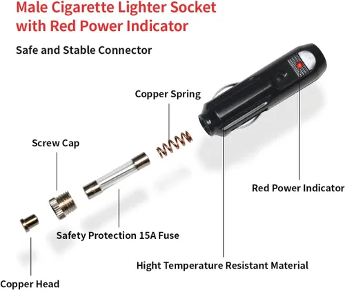 Miniatura 3 de ELFCULB Conector de encendedor de cigarrillos de coche a Anderson, cable conector macho de encendedor de cigarrillos de 12V 12AWG para generador